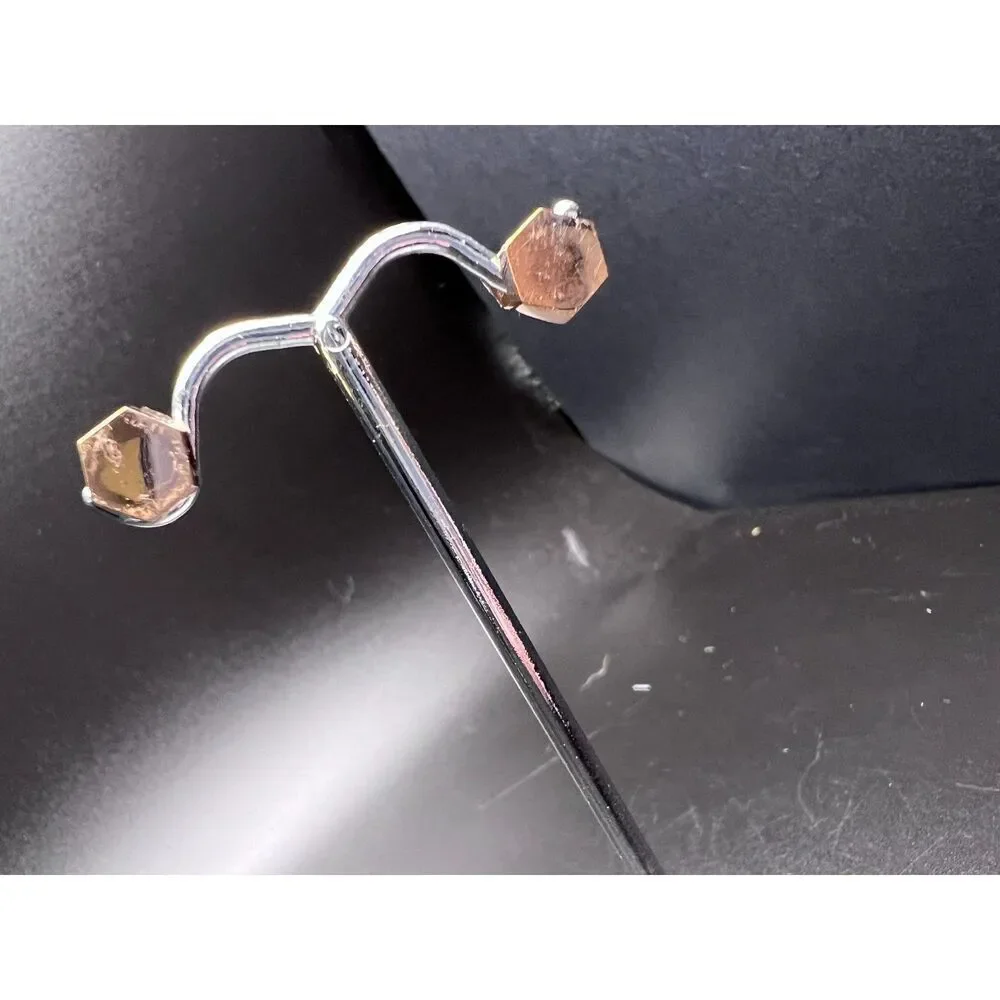Rose Gold Hexagon Earrings - Picture 5 of 5